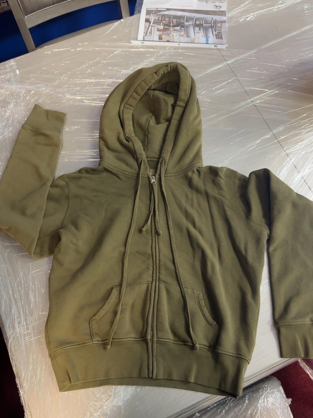 Nili Lotan Army Green Zip-Up Hoodie
